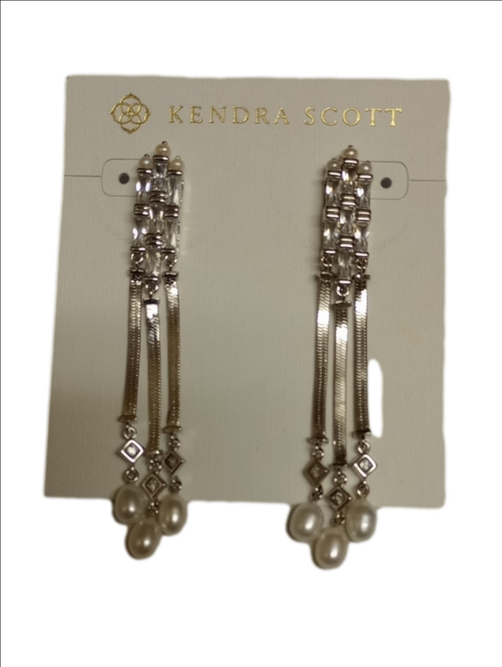 🆕✨KENDRA SCOTT "GRACIE" LINEAR PEARL CRYSTALS EARPOST DROP EARRINGS